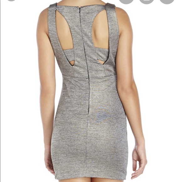 Mustard Seed Cutout Grey Metallic Mini Dress - Picture 2 of 11